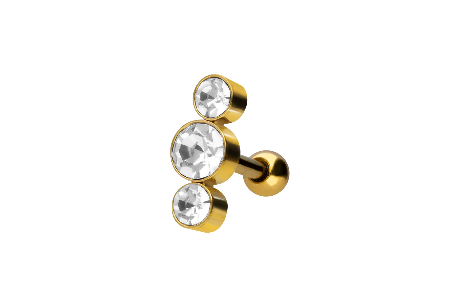 Chirurgenstahl Ohrpiercing 3 KRISTALLE